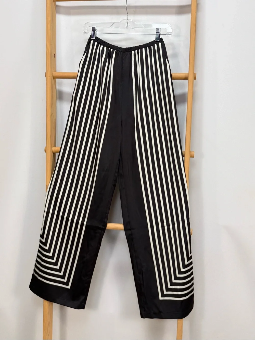 COMMENSE Black & White Striped Wide-Leg Pants size S